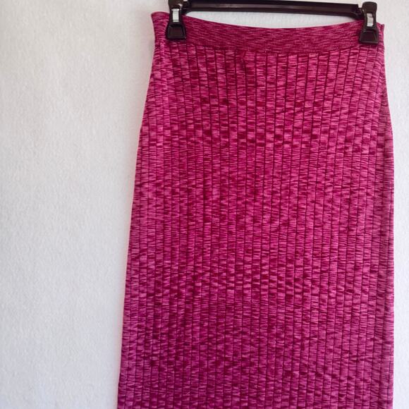 Free People Ribbed Textured Midi Skirt Pink Boho Chic Minimalist Anthropologie - Picture 5 of 6